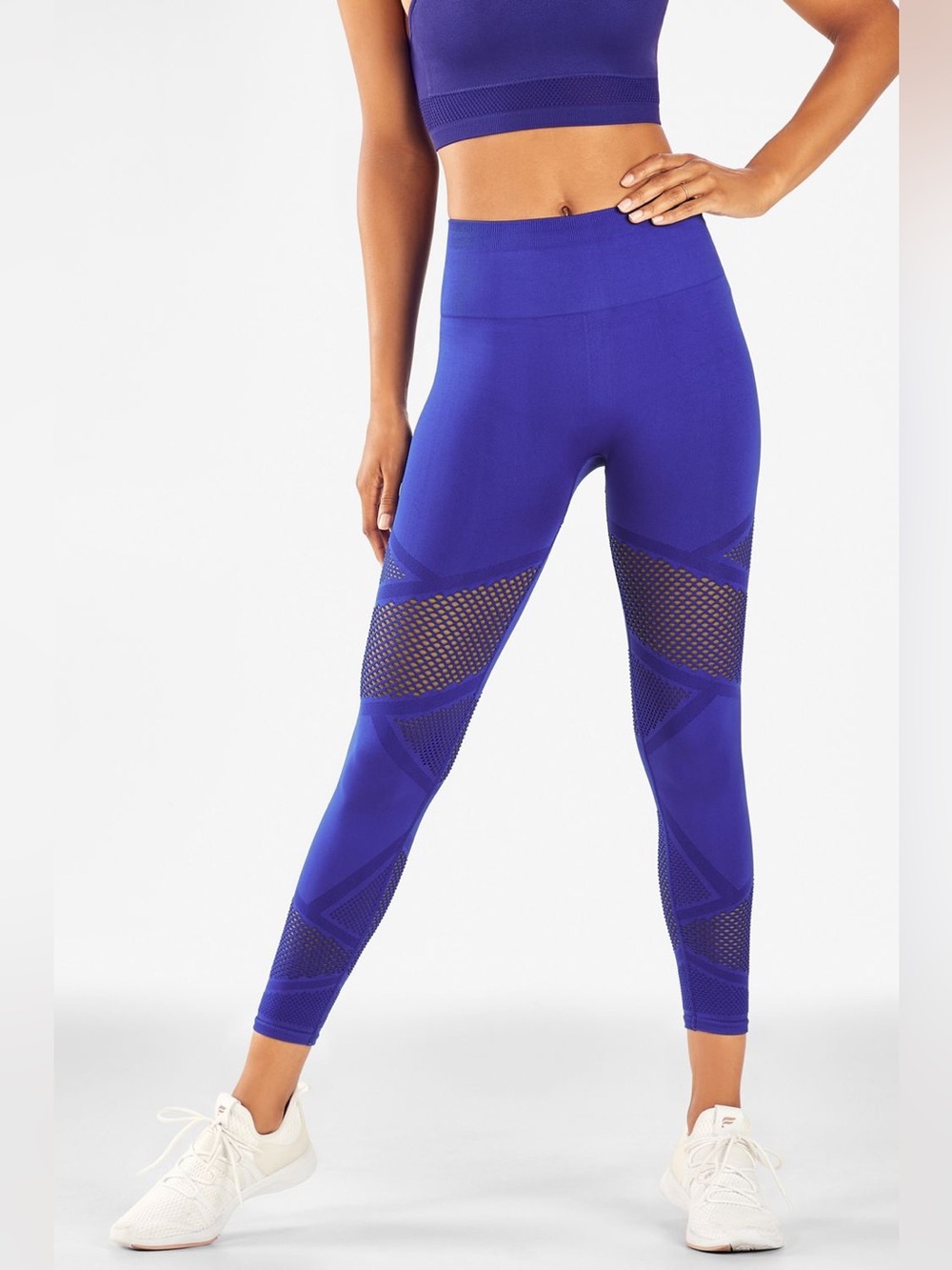Fabletics Royal Blue Girls' Mesh-Panel Leggings